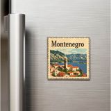 İberk Karadağ Montenegro - Posta Pulu Temalı Ülke - Baskılı Buzdolap Magneti Kare - 9x9 cm