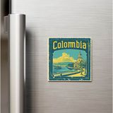 İberk Kolombiya Colombia - Posta Pulu Temalı Ülke - Baskılı Buzdolap Magneti Kare - 9x9 cm