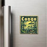 İberk Kongo Congo - Posta Pulu Temalı Ülke - Baskılı Buzdolap Magneti Kare - 9x9 cm