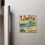 İberk Liberya Liberia - Posta Pulu Temalı Ülke - Baskılı Buzdolap Magneti Kare - 9x9 cm