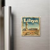 İberk Libya Libya - Posta Pulu Temalı Ülke - Baskılı Buzdolap Magneti Kare - 9x9 cm