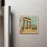 İberk Lübnan Lebanon - Posta Pulu Temalı Ülke - Baskılı Buzdolap Magneti Kare - 9x9 cm