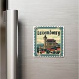 İberk Lüksemburg Luxembourg - Posta Pulu Temalı Ülke - Baskılı Buzdolap Magneti Kare - 9x9 cm