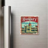 İberk Macaristan Hungary - Posta Pulu Temalı Ülke - Baskılı Buzdolap Magneti Kare - 9x9 cm