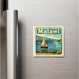 İberk Malavi Malawi - Posta Pulu Temalı Ülke - Baskılı Buzdolap Magneti Kare - 9x9 cm