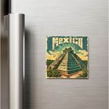 İberk Meksika Mexico - Posta Pulu Temalı Ülke - Baskılı Buzdolap Magneti Kare - 9x9 cm