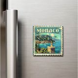 İberk Monako Monaco - Posta Pulu Temalı Ülke - Baskılı Buzdolap Magneti Kare - 9x9 cm