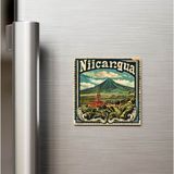 İberk Nikaragua Nicaragua - Posta Pulu Temalı Ülke - Baskılı Buzdolap Magneti Kare - 9x9 cm