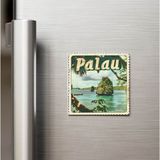İberk Palau Palau - Posta Pulu Temalı Ülke - Baskılı Buzdolap Magneti Kare - 9x9 cm