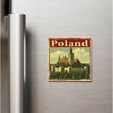 İberk Polonya Poland - Posta Pulu Temalı Ülke - Baskılı Buzdolap Magneti Kare - 9x9 cm
