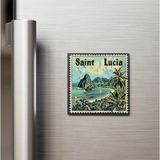 İberk Saint Lucia Saint Lucia - Posta Pulu Temalı Ülke - Baskılı Buzdolap Magneti Kare - 9x9 cm