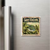 İberk Saint Vincent ve Grenadinler - Posta Pulu Temalı Ülke - Baskılı Buzdolap Magneti Kare - 9x9 cm