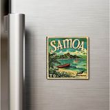 İberk Samoa Samoa - Posta Pulu Temalı Ülke - Baskılı Buzdolap Magneti Kare - 9x9 cm