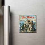 İberk San Marino San Marino - Posta Pulu Temalı Ülke - Baskılı Buzdolap Magneti Kare - 9x9 cm