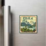 İberk Şili Chile - Posta Pulu Temalı Ülke - Baskılı Buzdolap Magneti Kare - 9x9 cm