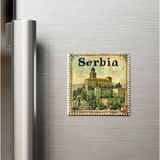 İberk Sırbistan Serbia - Posta Pulu Temalı Ülke - Baskılı Buzdolap Magneti Kare - 9x9 cm
