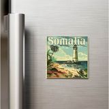 İberk Somali Somalia - Posta Pulu Temalı Ülke - Baskılı Buzdolap Magneti Kare - 9x9 cm