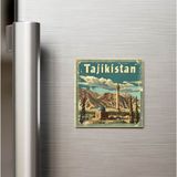 İberk Tacikistan Tajikistan - Posta Pulu Temalı Ülke - Baskılı Buzdolap Magneti Kare - 9x9 cm