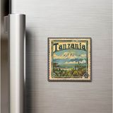 İberk Tanzanya Tanzania - Posta Pulu Temalı Ülke - Baskılı Buzdolap Magneti Kare - 9x9 cm
