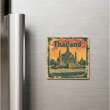 İberk Tayland Thailand - Posta Pulu Temalı Ülke - Baskılı Buzdolap Magneti Kare - 9x9 cm