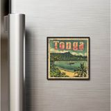 İberk Tonga Tonga - Posta Pulu Temalı Ülke - Baskılı Buzdolap Magneti Kare - 9x9 cm