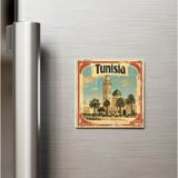 İberk Tunus Tunisia - Posta Pulu Temalı Ülke - Baskılı Buzdolap Magneti Kare - 9x9 cm