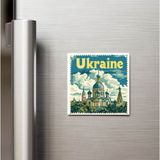 İberk Ukrayna Ukraine - Posta Pulu Temalı Ülke - Baskılı Buzdolap Magneti Kare - 9x9 cm