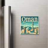 İberk Umman Oman - Posta Pulu Temalı Ülke - Baskılı Buzdolap Magneti Kare - 9x9 cm