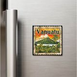 İberk Vanuatu Vanuatu - Posta Pulu Temalı Ülke - Baskılı Buzdolap Magneti Kare - 9x9 cm