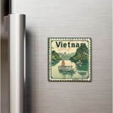 İberk Vietnam Vietnam - Posta Pulu Temalı Ülke - Baskılı Buzdolap Magneti Kare - 9x9 cm