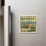 İberk Yunanistan Greece - Posta Pulu Temalı Ülke - Baskılı Buzdolap Magneti Kare - 9x9 cm