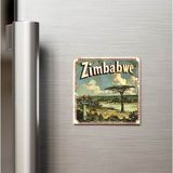 İberk Zimbabve Zimbabwe - Posta Pulu Temalı Ülke - Baskılı Buzdolap Magneti Kare - 9x9 cm