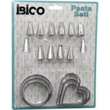 İbico 20pcs Pasta Süsleme Uç Seti= 12-Metal Kurabiye Kalıp Metal=3-Kalp - 3-Yuvarlak 2-Uç Tutucu Plastik Adaptör