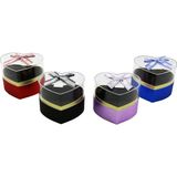 İbico İ12-080 Hediye Kutusu 14x11cm Şeffaf Kalpli Mika-Kristal Kapak Renkli Karton Taban - 4'li Paket