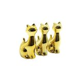 İbico İ12-106 Biblo ve Dekoratif Süs Eşyası Kedi Gold Büyük Seramik - 6'li Paket