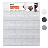 İbico İ13-084 Yapışkanlı Duvar Kağıt 70x77cm 2 Adet Beyaz Siyah Kabartma Köpük Panel Tuğla Desen Gri - 60'li Paket