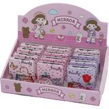 İbico İ15-014 Makyaj Aynası Çanta Simli Normal Büyüteçli Dikdörtgen Çiçek Baskı Ayakkabı Desen Cep - 12'li Paket