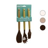 İbico İ22-007 Mutfak Seti 27-30-31cm 3 Adet Spatula Y.Fırçası Ahşap Saplı Renkli Silikon - 12'li Paket