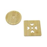 İbico İ22-247 Nihale YUVARLAK:16.4cm Kare 16.4x16.4cm Bambu Ahşap Izgara Kalp Oyma Desen - 24'li Paket