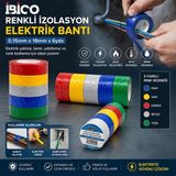İbico Ibico İ13-027 Izolasyon Elektrik Bantı 0.15MMX18MM 6yds Mavi Sarı Beyaz Yeşil Bandı Renkli Kırmızı - 10'li Paket - 0,15 x 18 mm