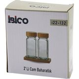 İbico Ibico İ22-132 Tuzluk ve Biberlik ve Baharatlık 120ML 2 Adet Bambu Kapaklı Cam