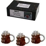 İbico *ibico İ22-137 Kahve Yanı Bardak 90ML 6 Adet Üzüm Kulplu Kabarcıklı Cam - 24'li Paket - Şeffaf