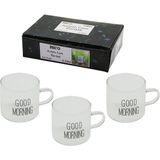 İbico *ibico İ22-139 Kahve Yanı Bardak 90ML Kulplu Good Mornıng Kalın Çizgili Cam - 48'li Paket - Şeffaf