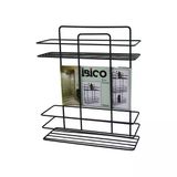İbico K13-014 Banyo Köşelik Duşakabin Rafı Ve Şampuanlık 2 Katlı Dikdörtgen - Siyah Metal- 12'Li Paket