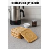 ibico KARE 6'LI BAMBU & AHŞAP ÇAY TABAĞI - BARDAK ALTLIĞI
