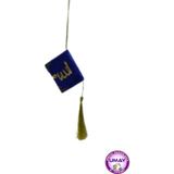 İbico Mini Kuran Kadife Kaplı Allah (C.c) Lafzı Yazılı Püsküllü Araç Dikiz Aynası Süsü 4.5x5 cm