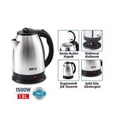 İbico MTF-001 Kettle Elektrikli Su Isıtıcısı 1.8lt 1500W 360° Çelik Paslanmaz Çelik Gizli Rezistans