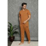 İbiza Senfoni Erkek Bisiklet Yaka Kısa Kol Kahverengi Pijama Takımı 5849 - 1 Adet 2Xl Kahverengi
