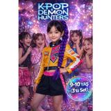 İblis Avcıları K-POP Demon Hunters Rumi Cosplay Kostüm Seti Ceket Şort Mor Örgülü Saç 3 Parça - 9-10