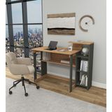 İboda Home Collection Ecowork Pro 5 Raflı Çalışma Masası - Atlantik Çam - Koyu Gri - 106x50x74